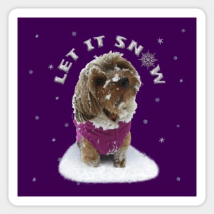 Let it Snow Yorkshire Terrier Dog, Yorkie, in a Coat with Snowflakes Sticker